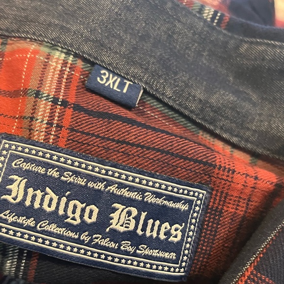 Falcon Bay shirt men’s 3XLT plaid red blue button down cotton soft NWT christmas - Picture 11 of 12